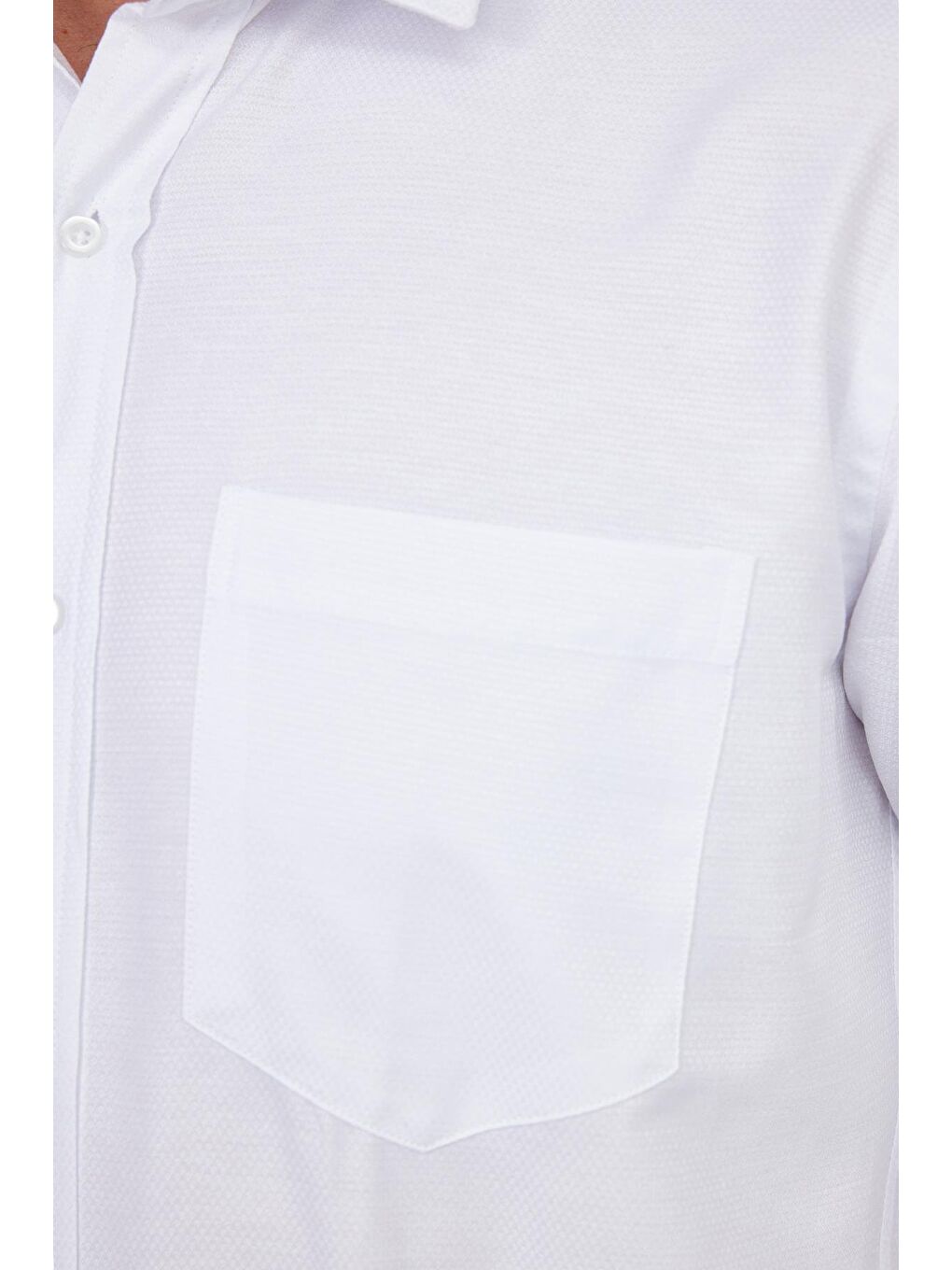 Erkek Regular Fit Klasik Kesim Pamuklu Kolay Ütü Armürlü Beyaz Gömlek-2