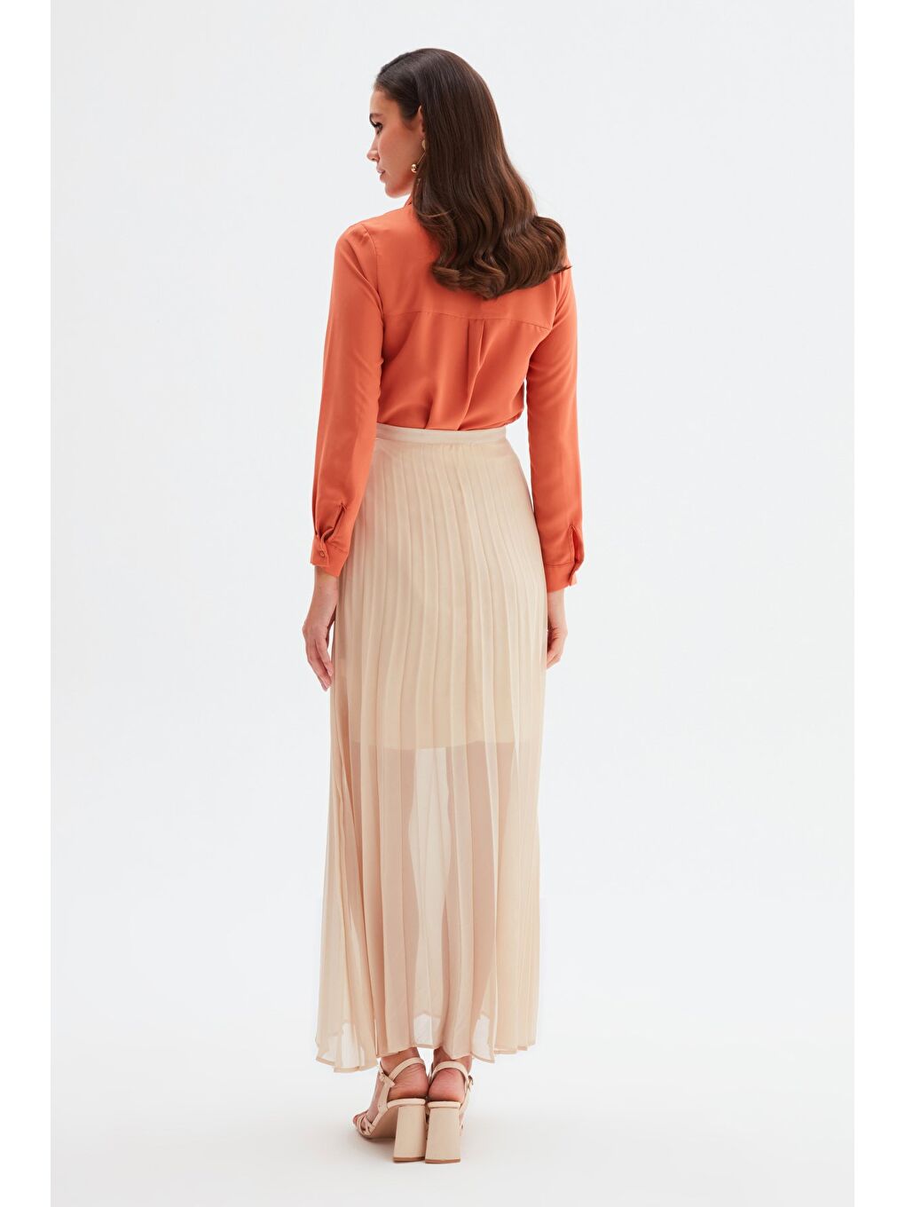 Piliseli Uzun Etek - Bej-6