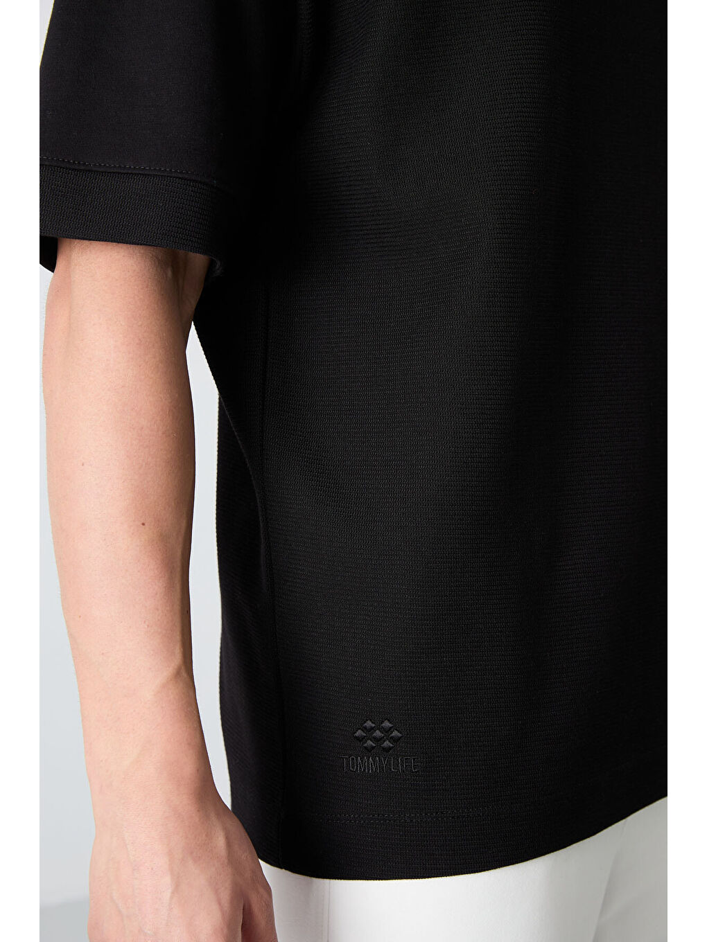 Siyah Pamuklu Kalın Yüzeyi Dokulu Oversize Fit Basic Erkek Tişört - 88335-4