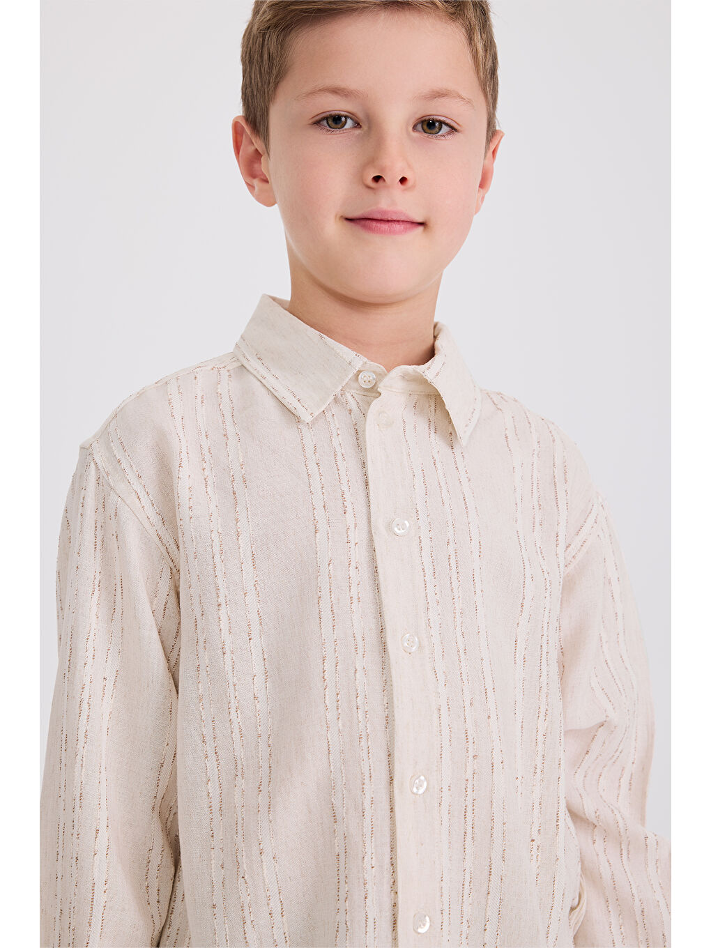 Erkek Çocuk Uzun Kollu Bej Gömlek-1
