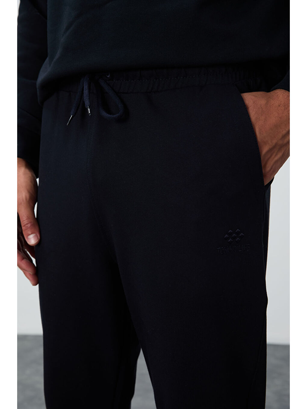 Lacivert Bağcıklı Cepli Standart Kalıp Klasik Paça Erkek Eşofman Alt - 84682-3