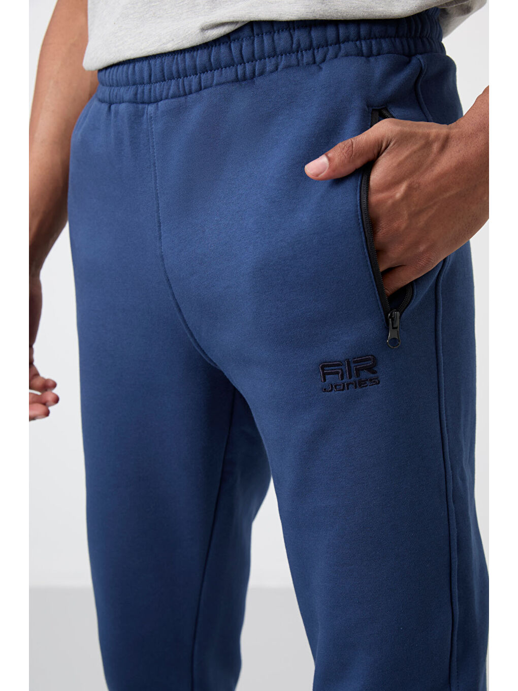 Carlo İndigo Fermuar Cepli Şardonlu Erkek Eşofman Alt - 84942-2