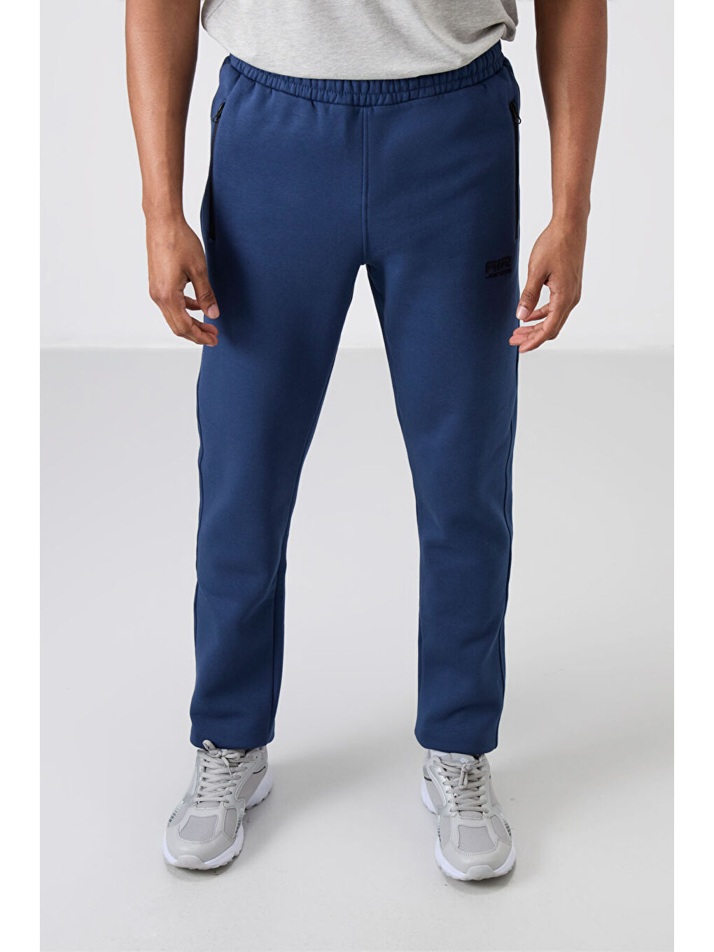 Carlo İndigo Fermuar Cepli Şardonlu Erkek Eşofman Alt - 84942-3