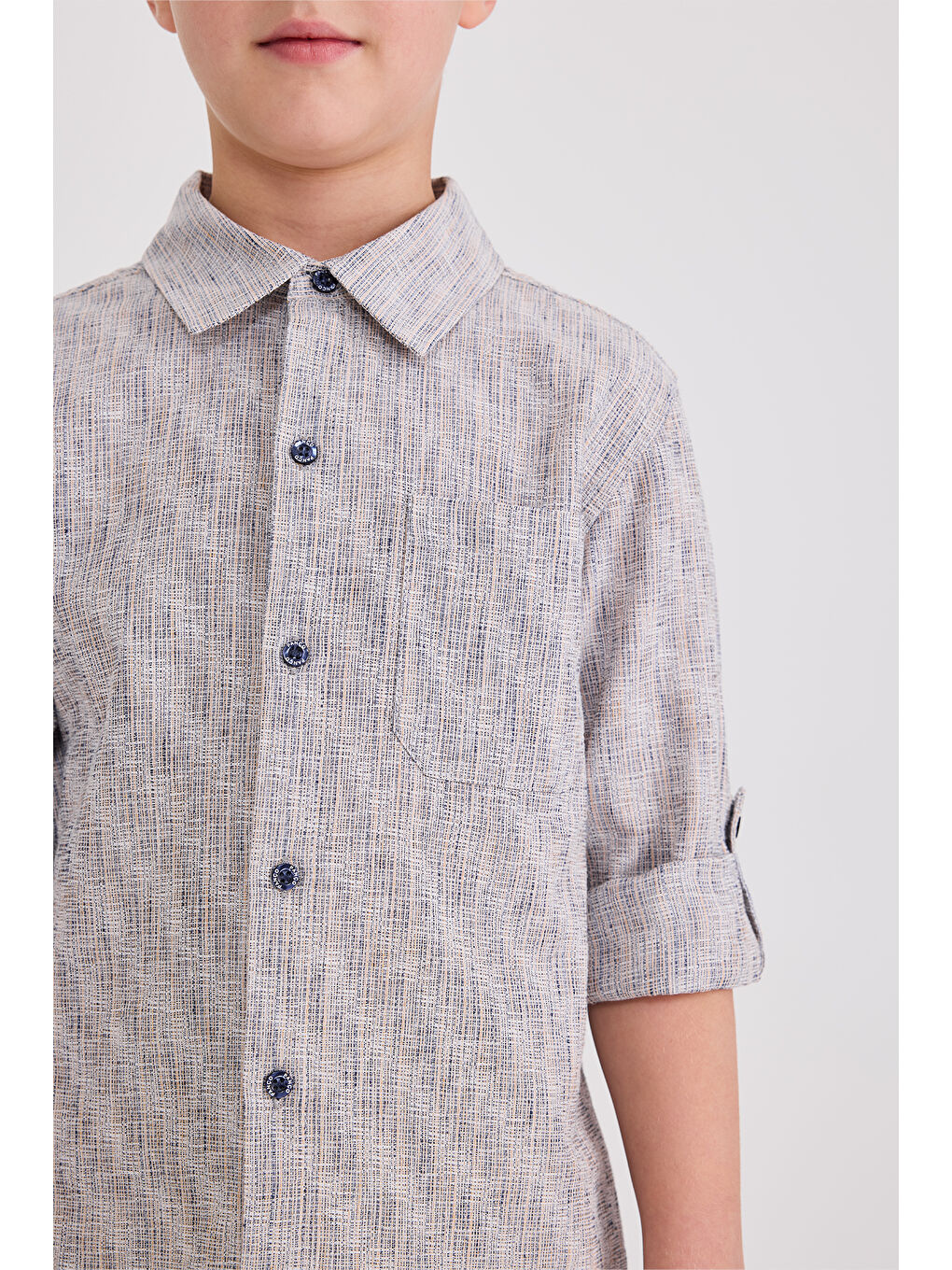 Erkek Çocuk Hakim Yaka Mavi Gömlek-1