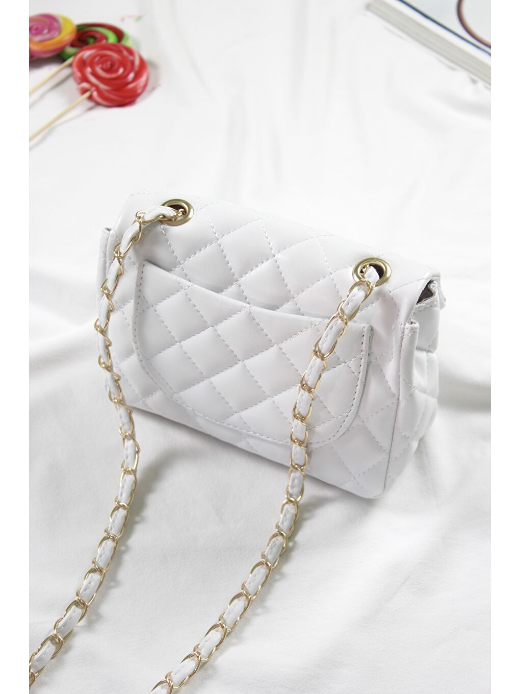 Beyaz Uzun Askılı Çapraz Kadın Çantası Rosella-2