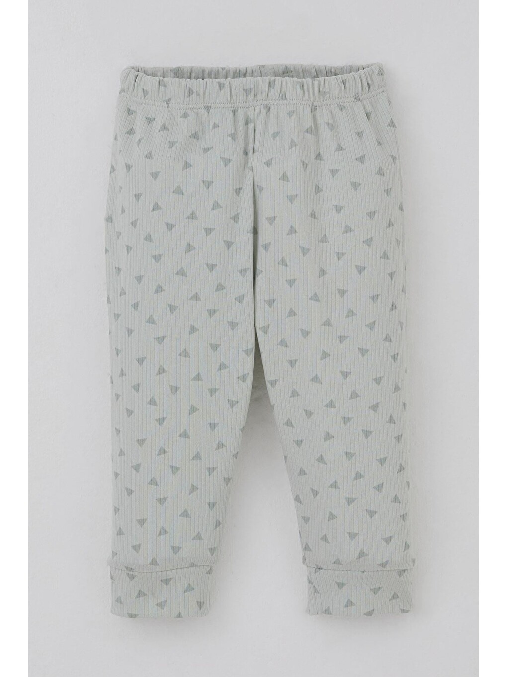 Turkuaz Erkek Bebek Pijama Takımı Mini Üçgenler Desenli Önden Çıtçıtlı Su Yeşili (4 Ay-1 Yaş)-2