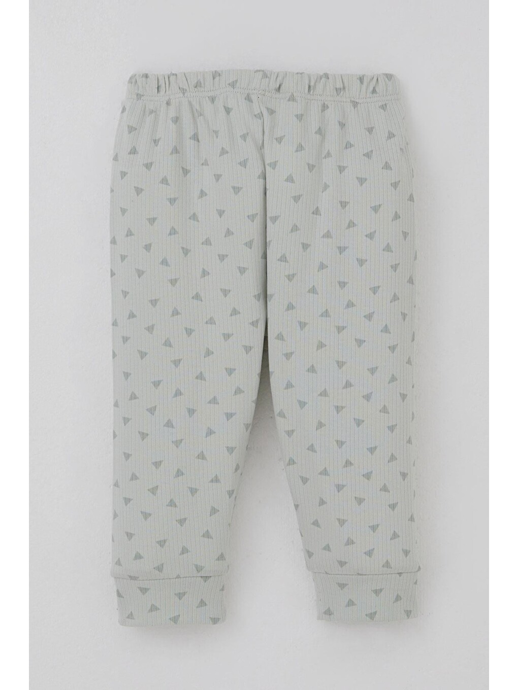 Turkuaz Erkek Bebek Pijama Takımı Mini Üçgenler Desenli Önden Çıtçıtlı Su Yeşili (4 Ay-1 Yaş)-4