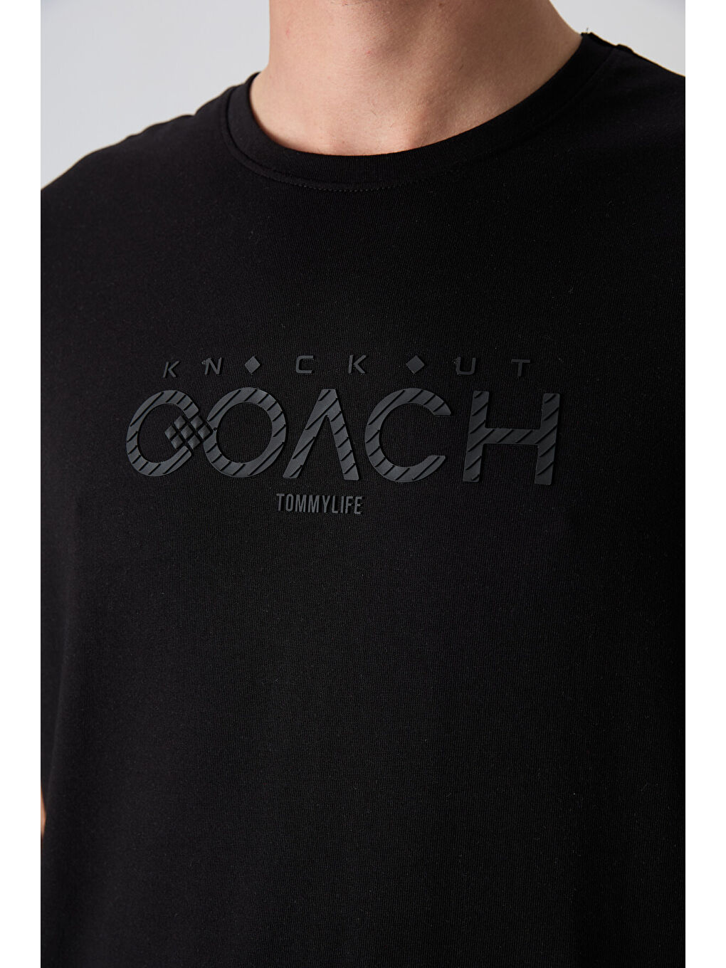 Siyah Pamuklu Kalın Yumuşak Dokulu Oversize Fit Baskılı Erkek Tişört - 88329-2