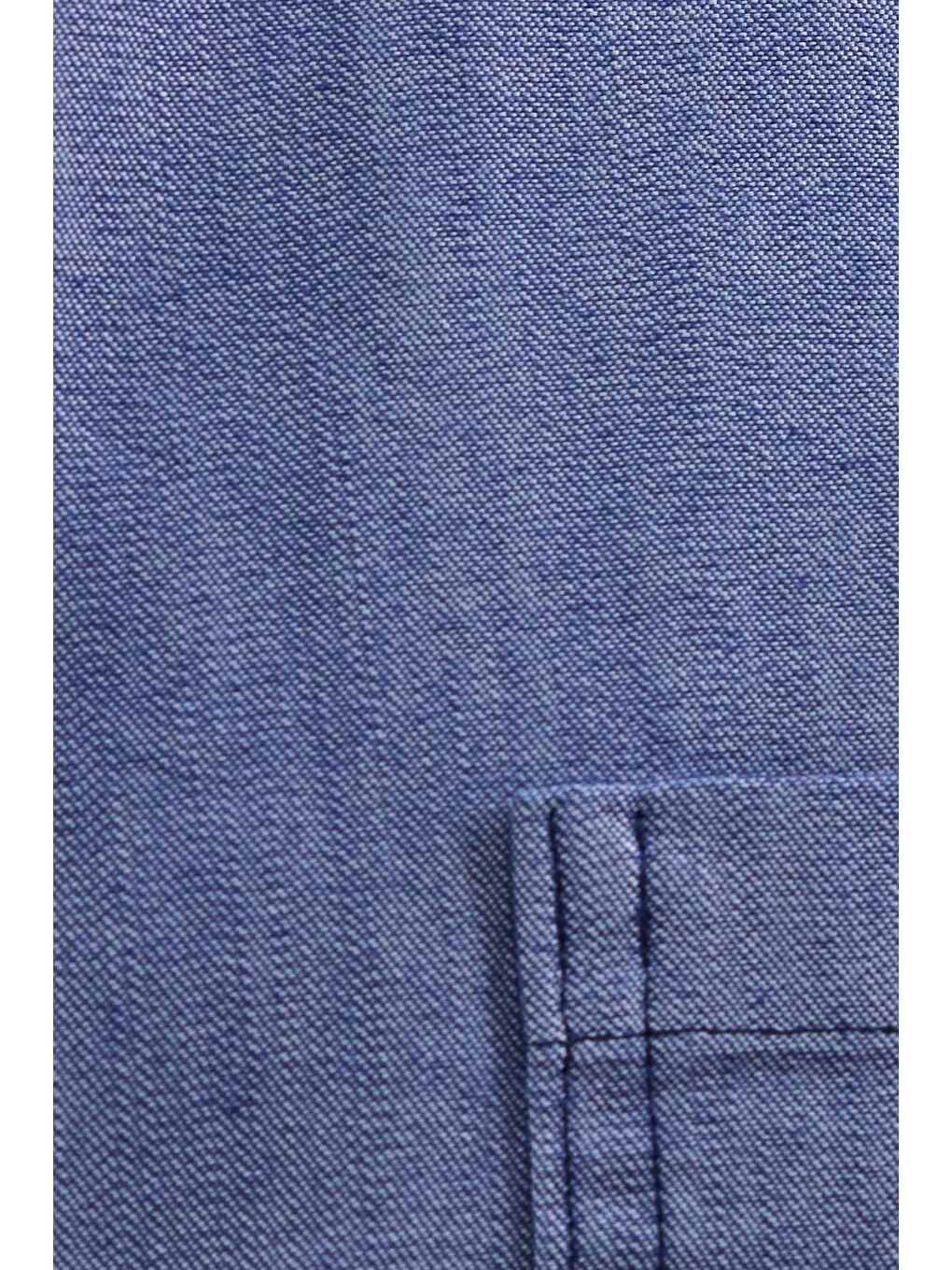 Relax Fit Uzun Kollu Denim Jean Parça Boyalı Çift Cep Fermuarlı Mavi Gömlek-5