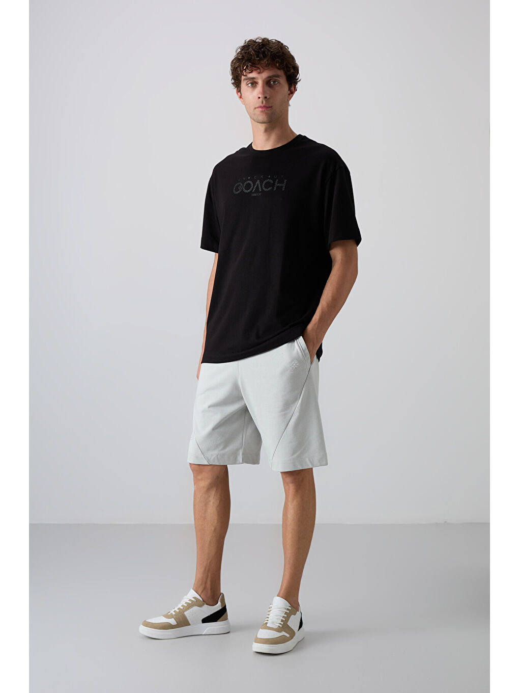 Siyah Pamuklu Kalın Yumuşak Dokulu Oversize Fit Baskılı Erkek Tişört - 88329-3