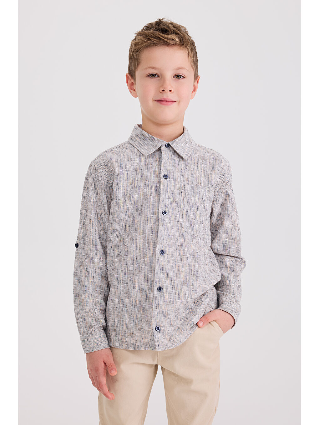 Erkek Çocuk Hakim Yaka Mavi Gömlek-5