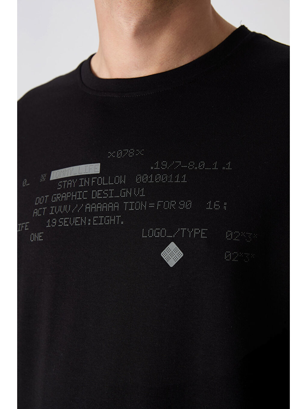 Siyah Pamuklu Kalın Yumuşak Dokulu Oversize Fit Baskılı Erkek Tişört - 88326-3