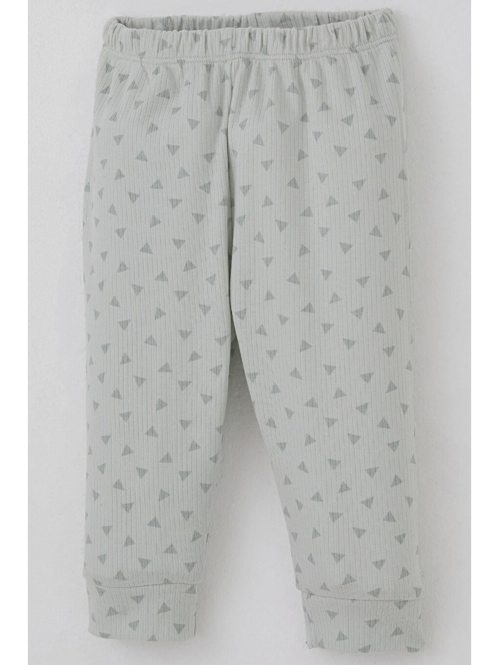 Turkuaz Erkek Bebek Pijama Takımı Omuzdan Patlı Minik Üçgenler Desenli Su Yeşili (4 Ay-1 Yaş)-6