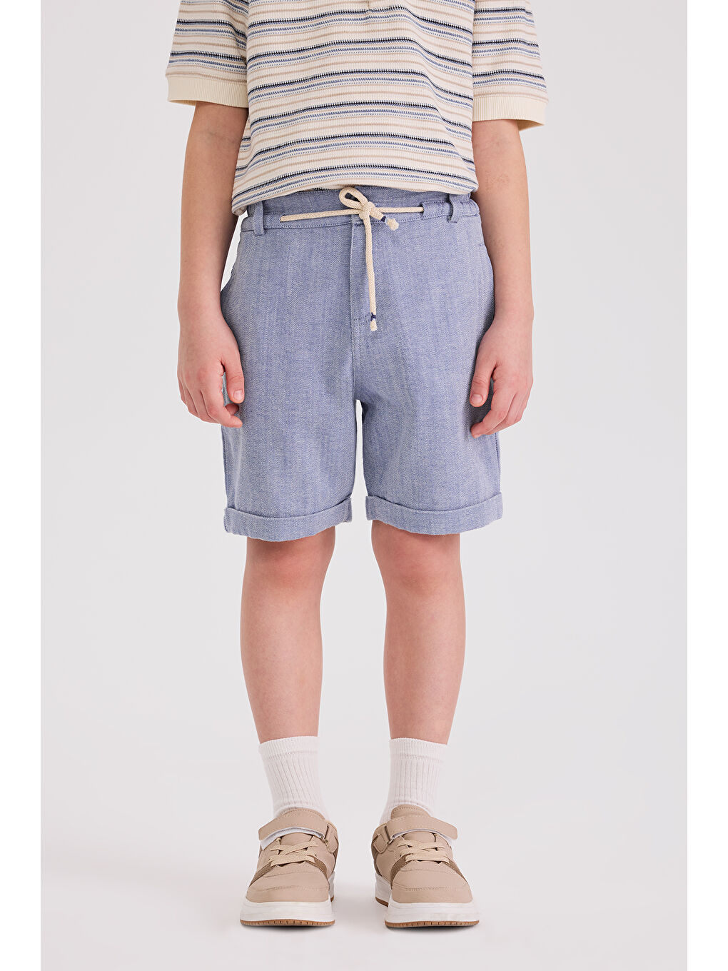 Erkek Çocuk Cepli Mavi Şort-5