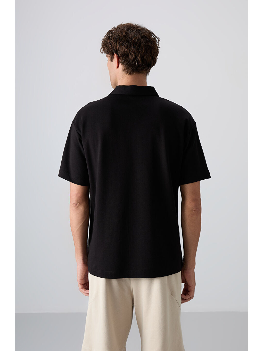 Siyah Pamuklu Kalın Yumuşak Dokulu  Fit Basic Polo Yaka Erkek Tişört - 88327-4