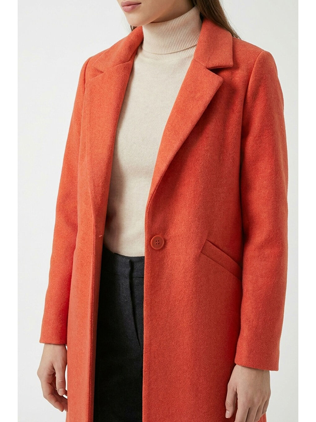 9085 Balık Sırtı Kaşe Kaban - B.Kırmızı-3