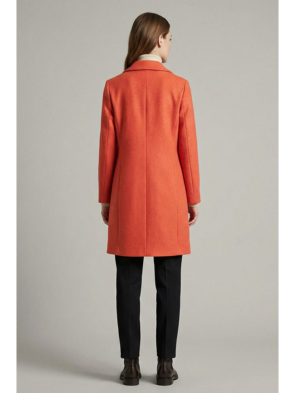 9085 Balık Sırtı Kaşe Kaban - B.Kırmızı-4