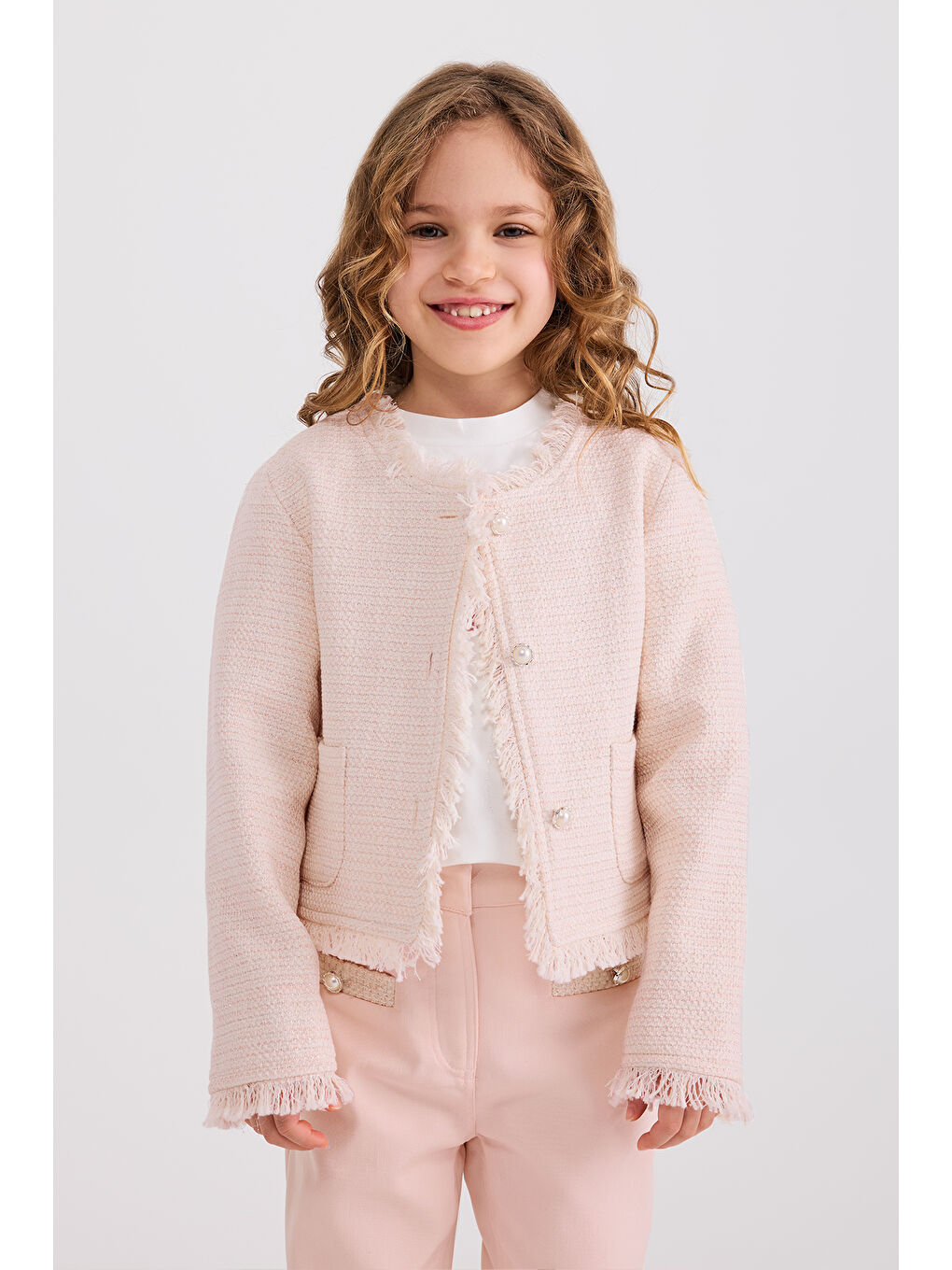 Kız Çocuk Tüvit Pembe Ceket-1