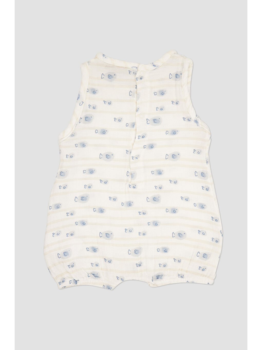 Ekru Yenidoğan Balık Desenli Tulum-1