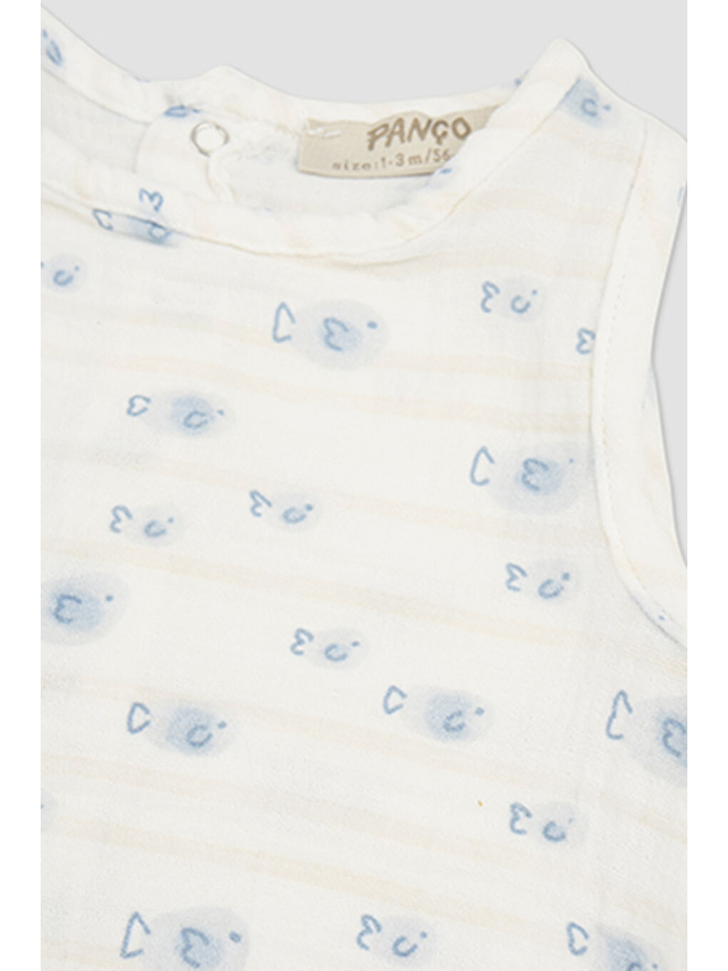 Ekru Yenidoğan Balık Desenli Tulum-2