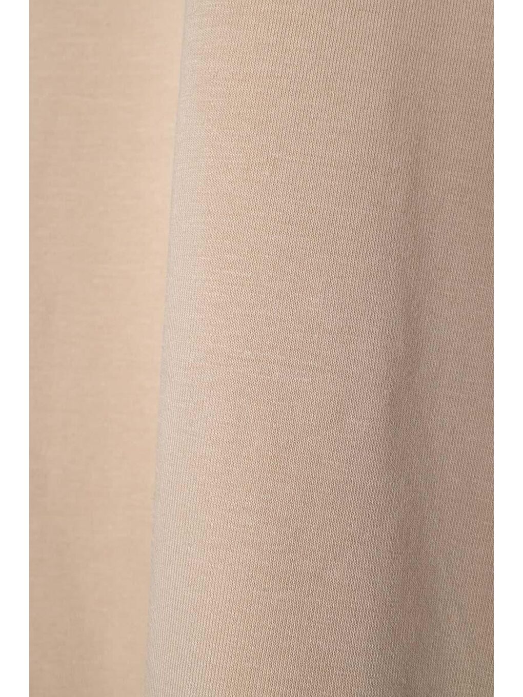 Bej Bisiklet Yaka Kol Ucu Büzgülü Pamuklu Bluz-6