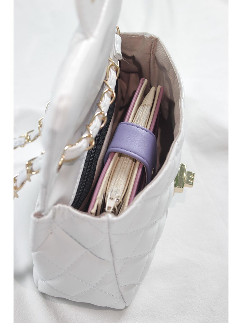 Beyaz Uzun Askılı Çapraz Kadın Çantası Rosella-4