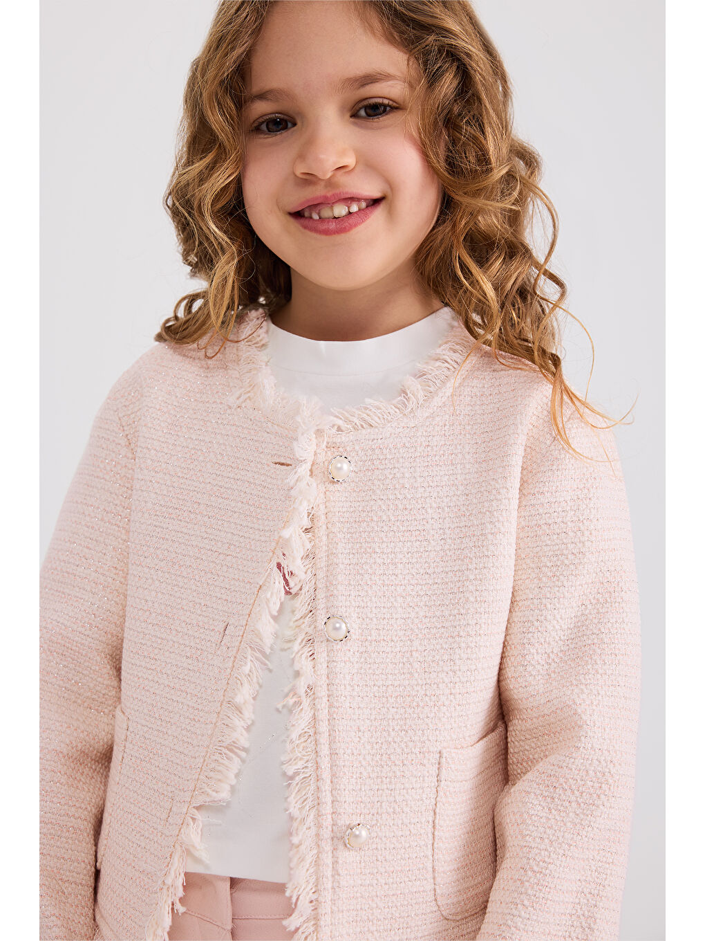 Kız Çocuk Tüvit Pembe Ceket-6