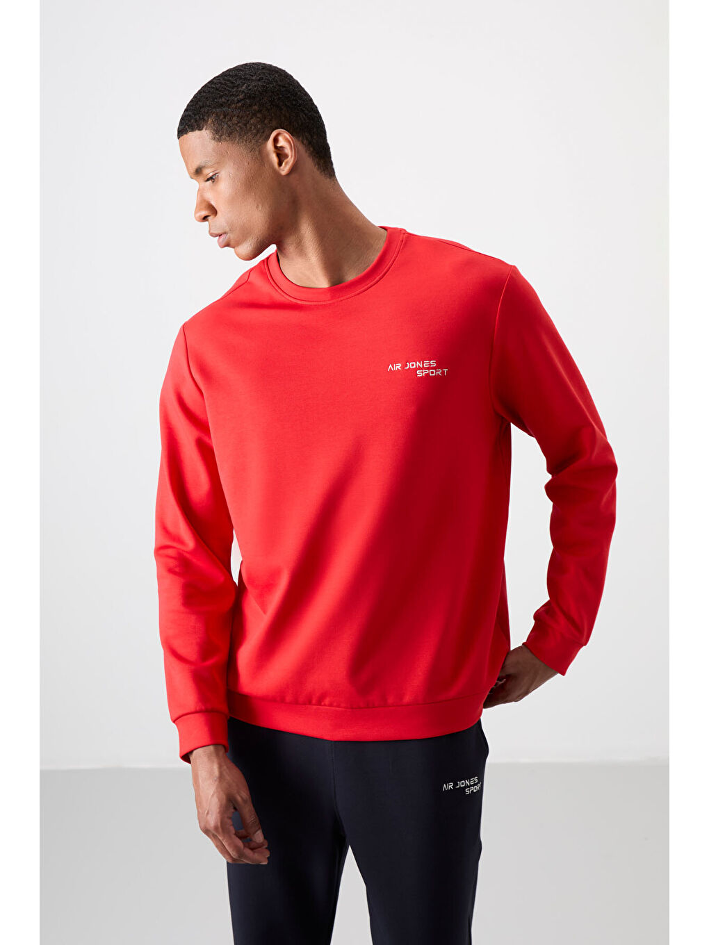 Kırmızı Pamuklu Kalın Yumuşak Dokulu Comfort Fit Nakışlı Erkek Eşofman Takım - 85254-2