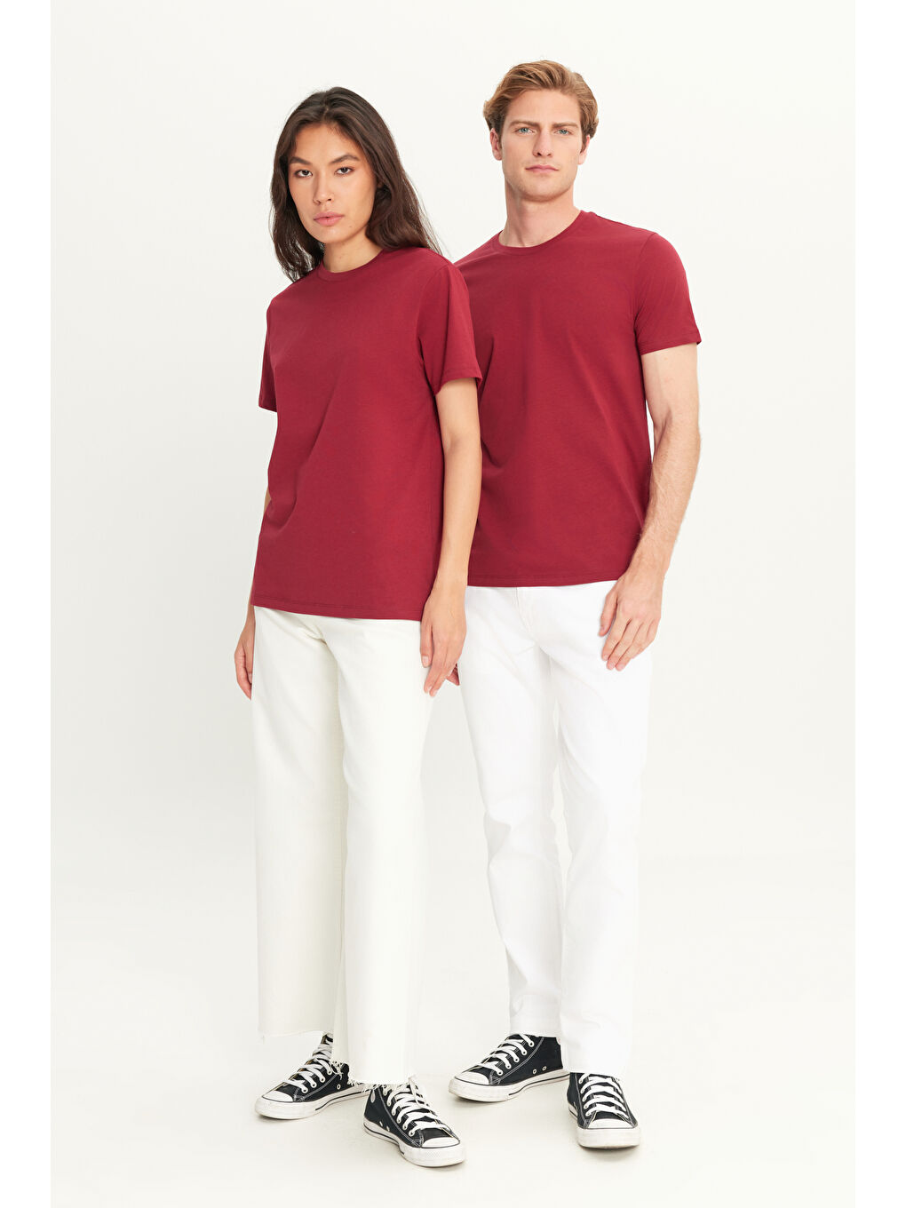 Erkek Bordo Slim Fit Dar Kesim %100 Pamuk Bisiklet Yaka Kısa Kollu Tişört-5