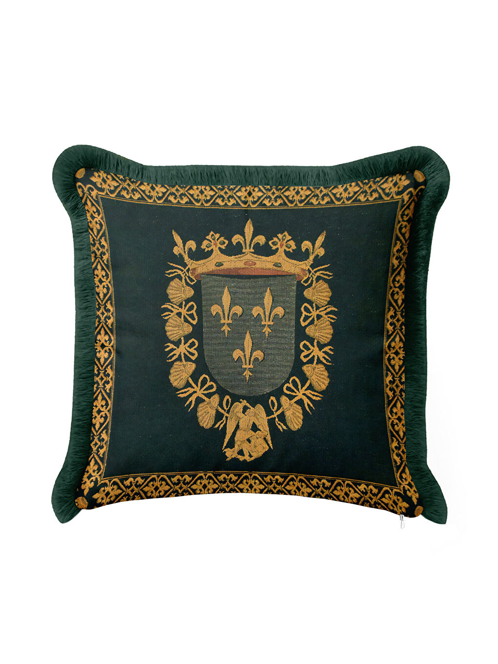 Karışık Barok Lüks Saçaklı Yastık Kılıfı - Fransız Saray Klasik Altın Renkli Püsküllü Kırlent Kılıfı-1