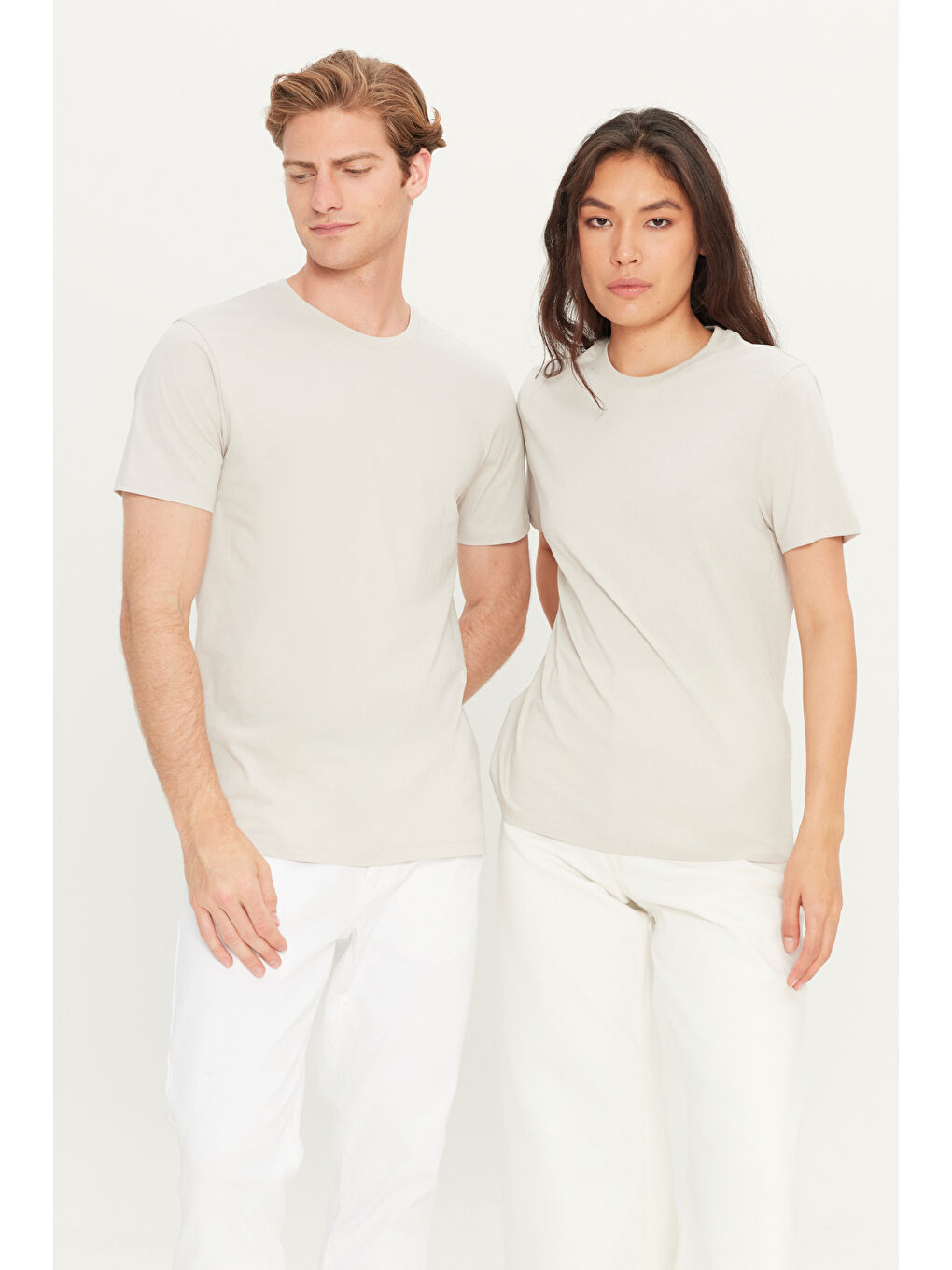 Erkek Gri Slim Fit Dar Kesim %100 Pamuk Bisiklet Yaka Kısa Kollu Tişört-1