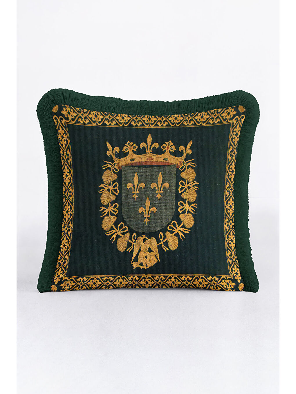 Karışık Barok Lüks Saçaklı Yastık Kılıfı - Fransız Saray Klasik Altın Renkli Püsküllü Kırlent Kılıfı-2