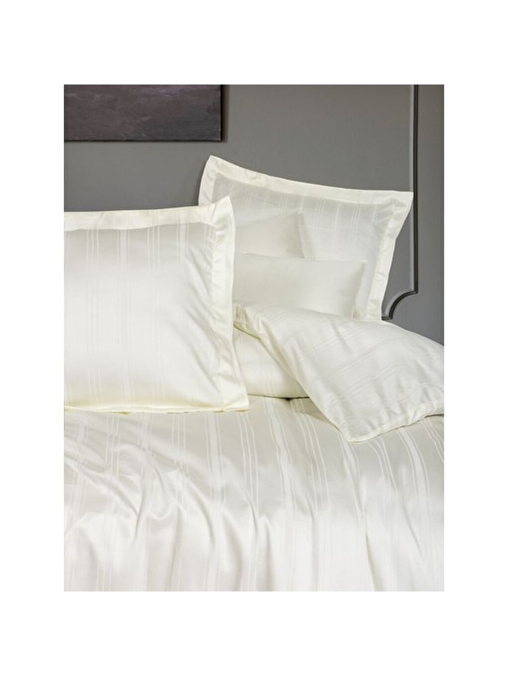 Karışık Pamuk Box Bambu Çift Kişilik Nevresim Takımı Ekru-1