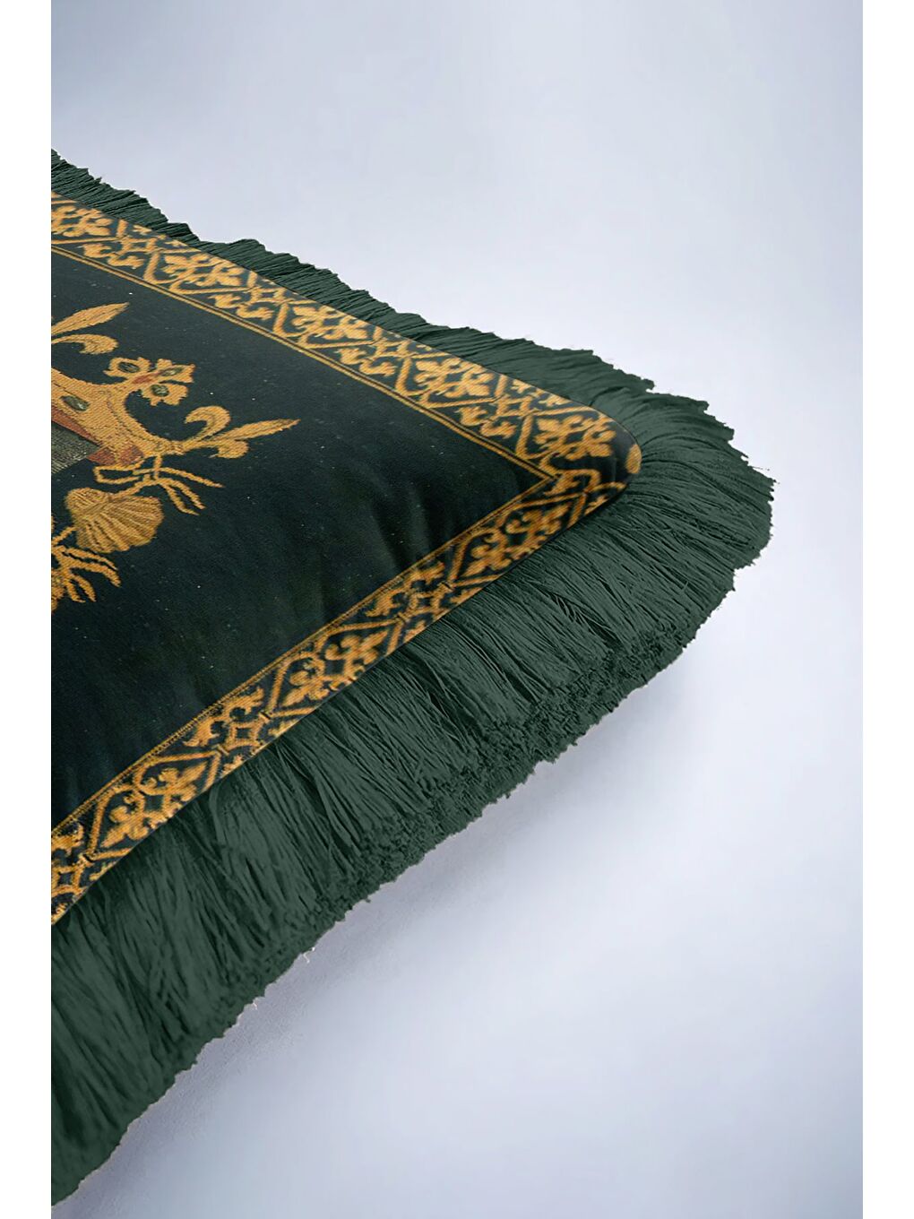 Karışık Barok Lüks Saçaklı Yastık Kılıfı - Fransız Saray Klasik Altın Renkli Püsküllü Kırlent Kılıfı-6