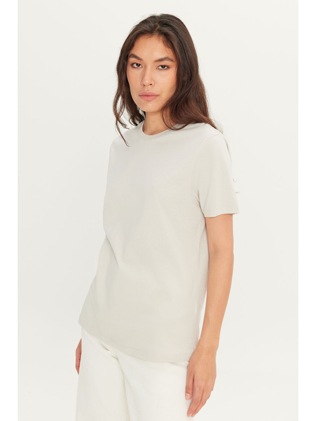 Erkek Gri Slim Fit Dar Kesim %100 Pamuk Bisiklet Yaka Kısa Kollu Tişört-6