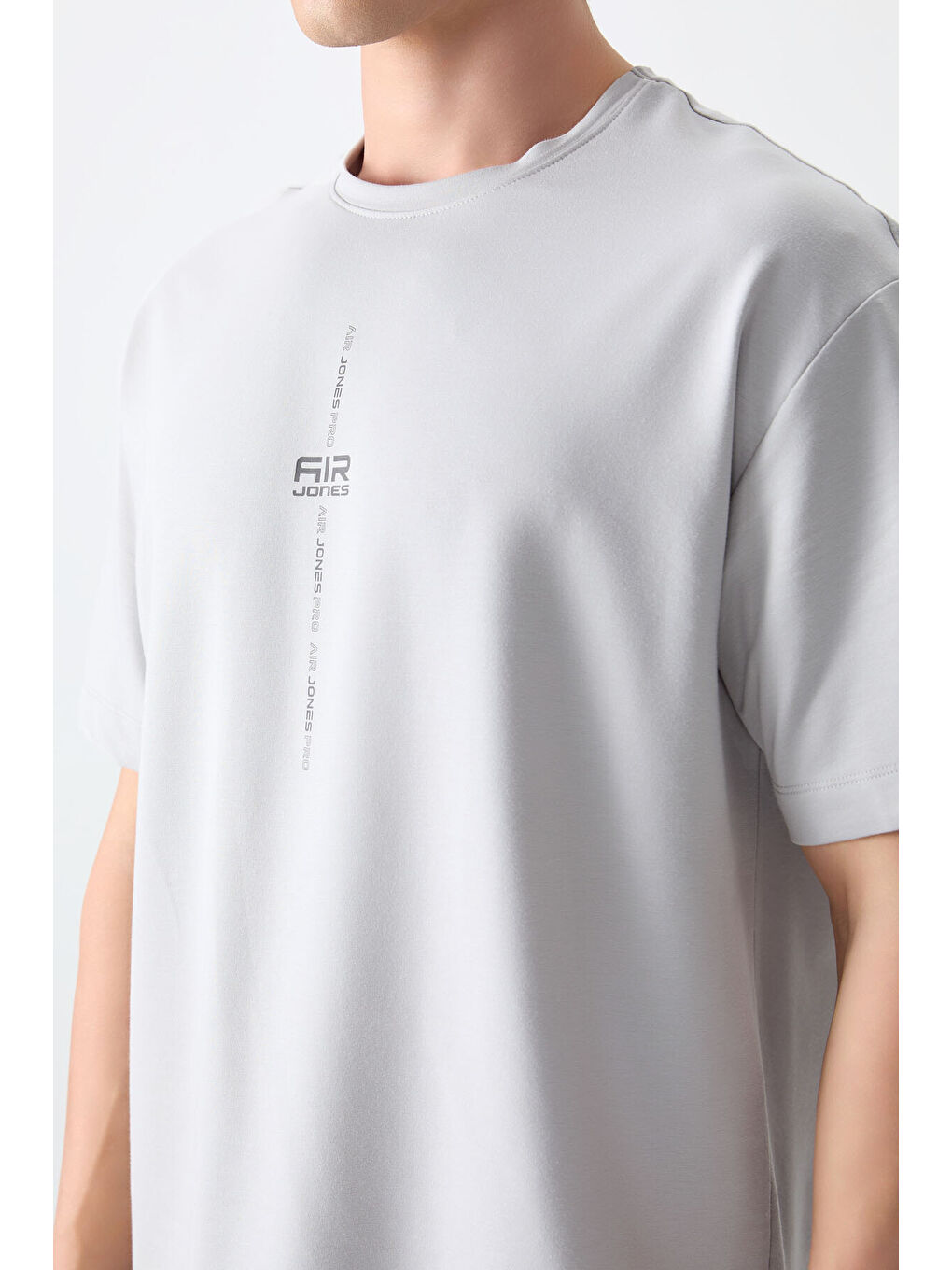 Bej Taş Pamuklu Kalın Yumuşak Dokulu Oversize Fit Baskılı Erkek Tişört - 88373-2