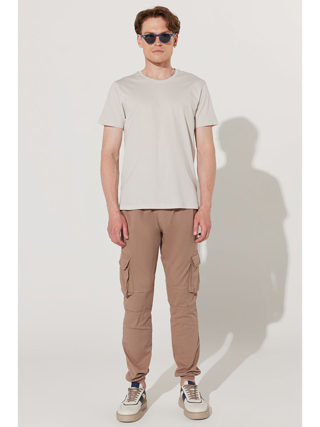 Erkek Gri Slim Fit Dar Kesim %100 Pamuk Bisiklet Yaka Kısa Kollu Tişört-7