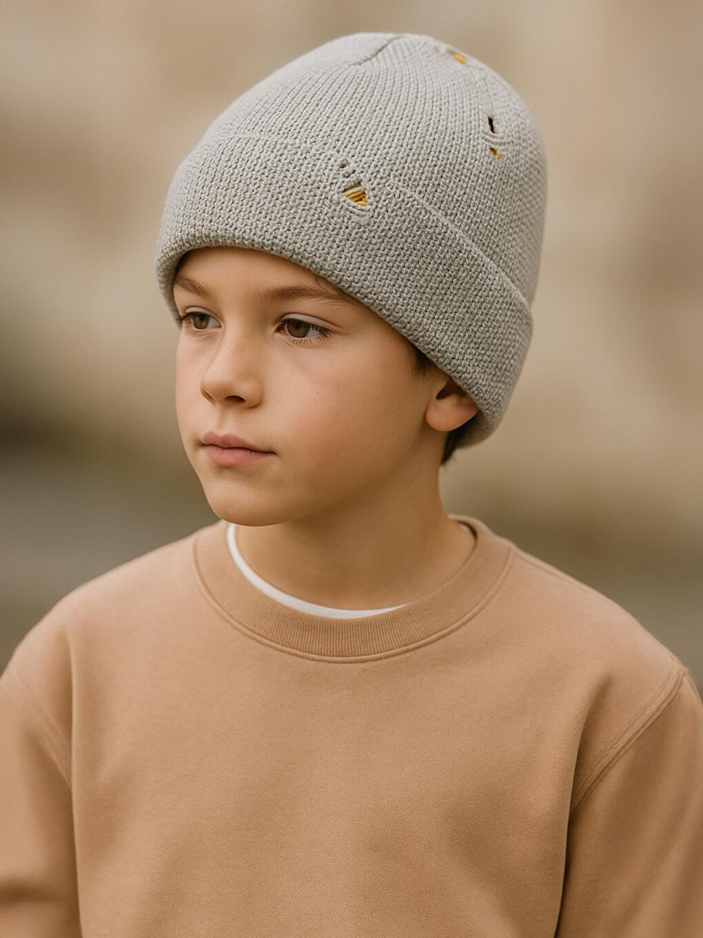 Boys Torn 10-13 Yaş Şapka Bere - Gri Standart