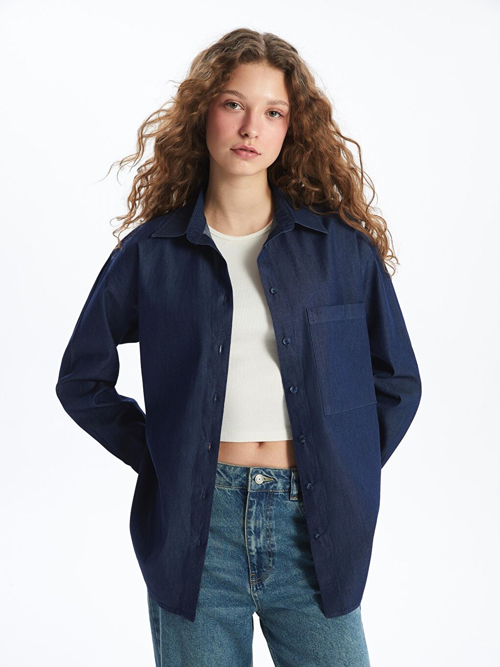 Mavi Gömlek Kadın Bg85