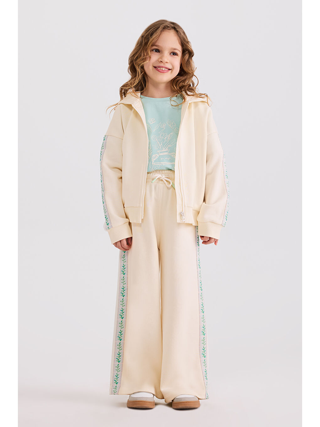 Kız Çocuk Ekru 2'li Eşofman Takımı