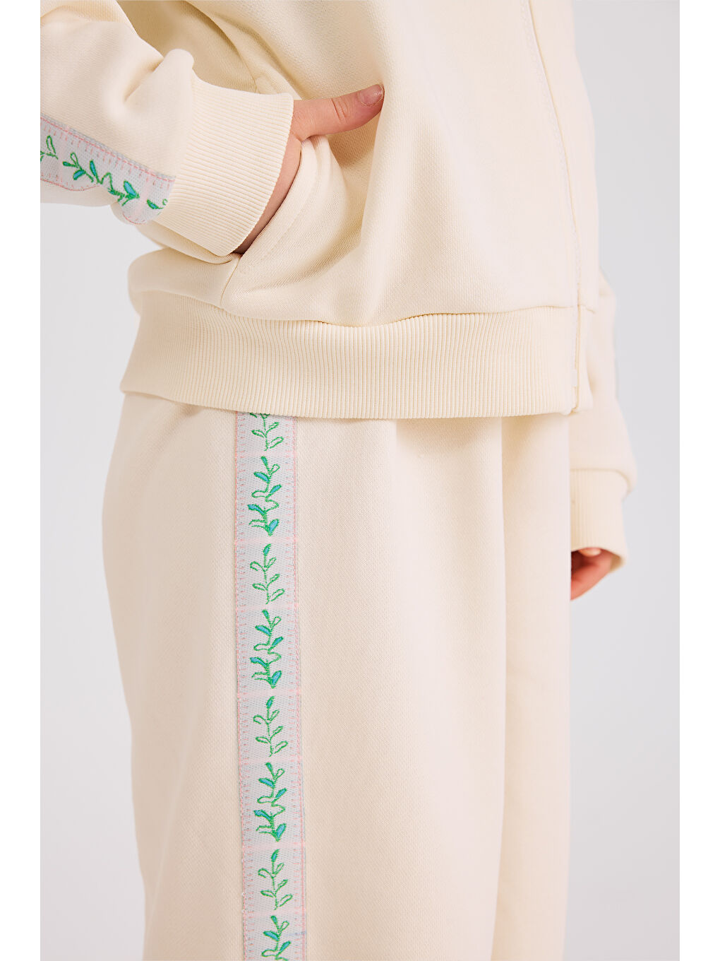 Kız Çocuk Ekru 2'li Eşofman Takımı-1