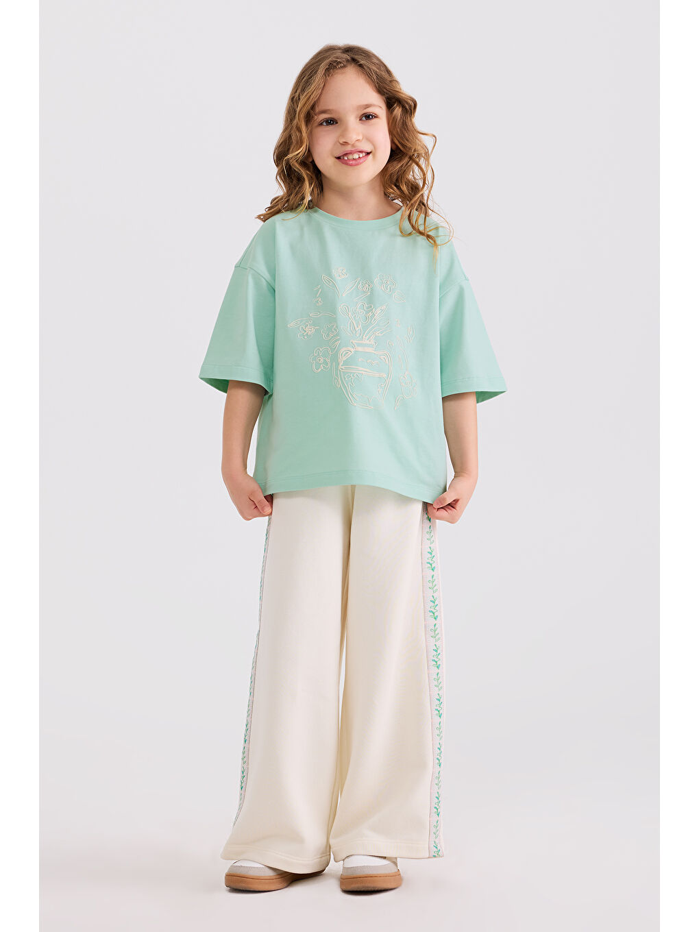 Yeşil Kız Çocuk Baskılı Mint Tişört