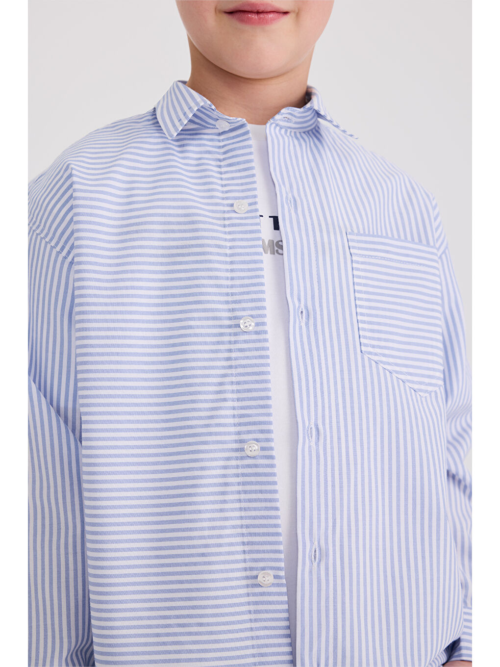 Erkek Çocuk Çizgili Mavi Gömlek-1