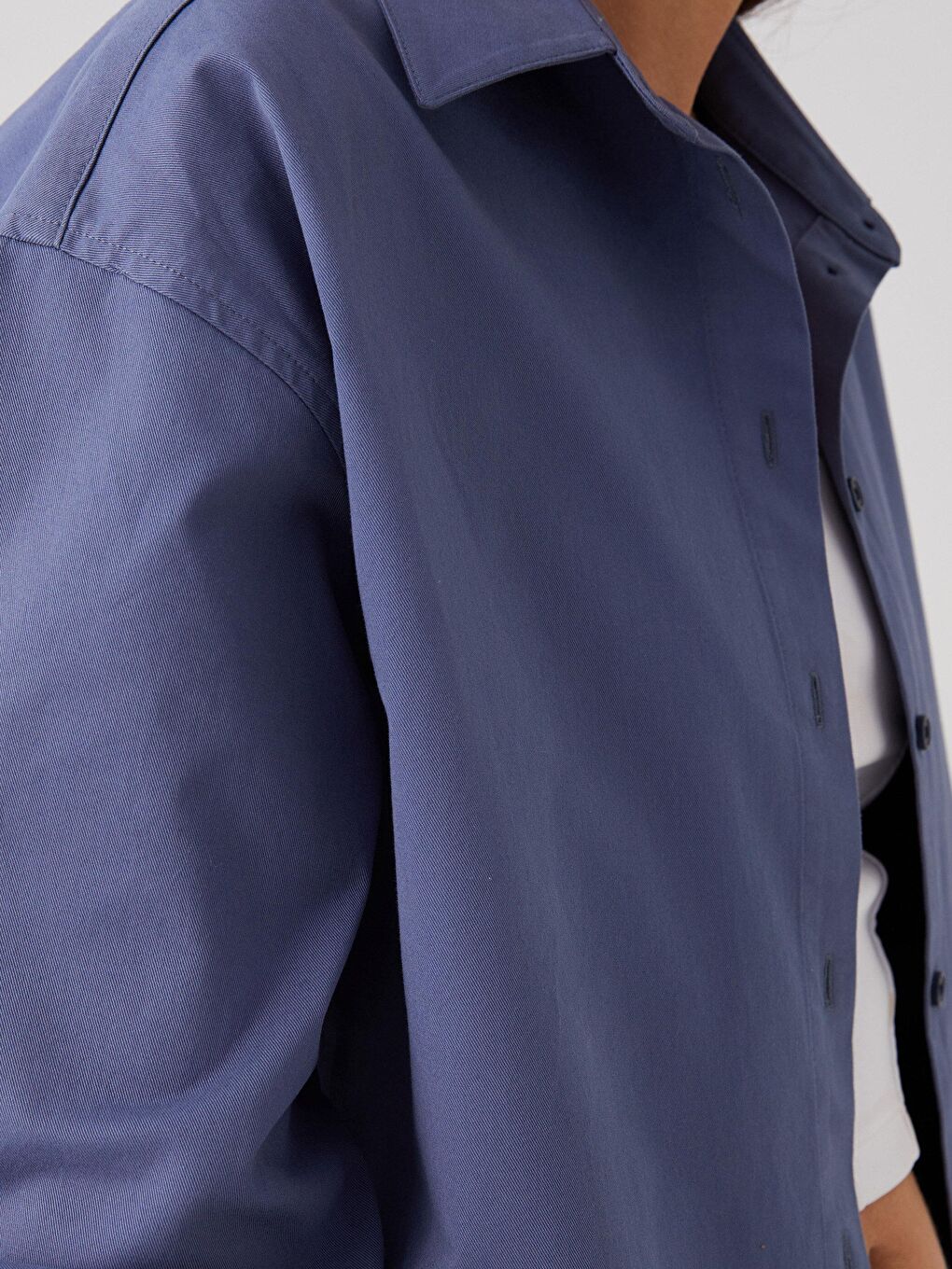 İndigo Oversize Uzun Basic Gömlek Mavi Bg04-4