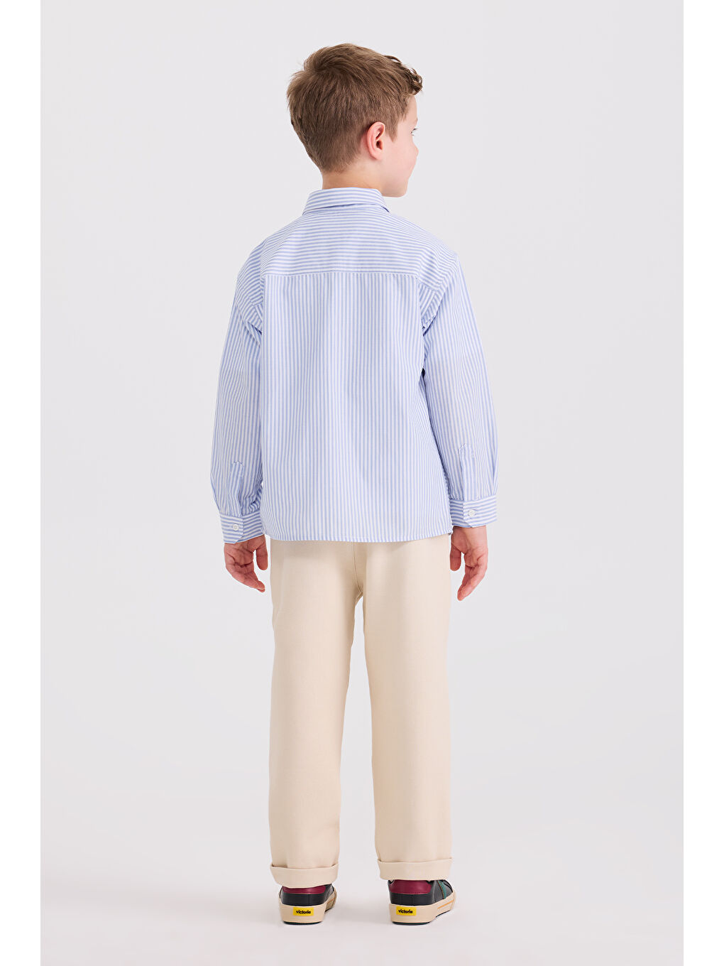 Erkek Çocuk Çizgili Mavi Gömlek-5