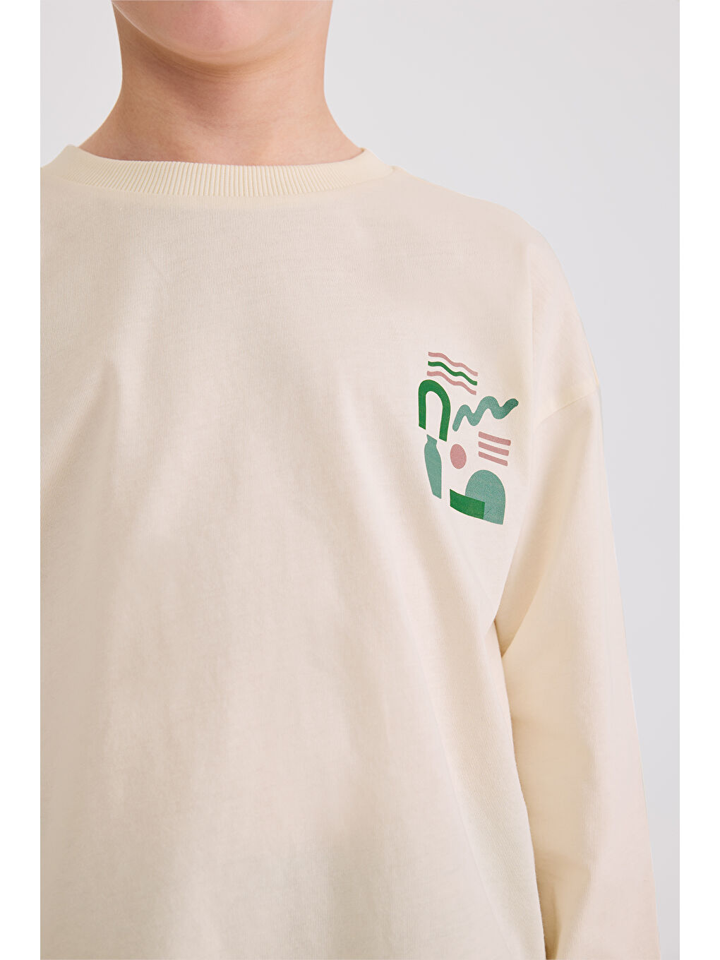 Erkek Çocuk Uzun Kollu Ekru Tişört-1