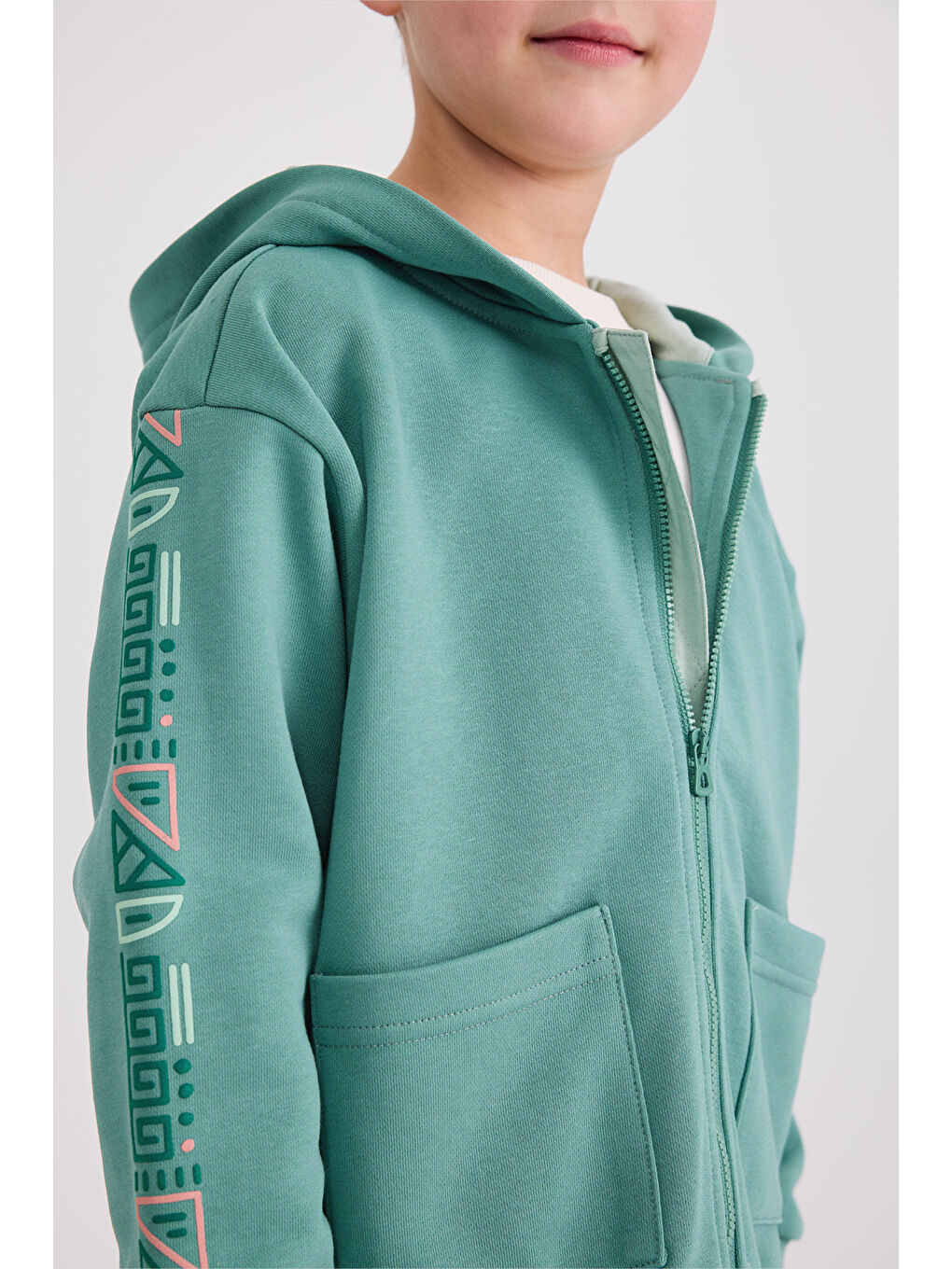 Erkek Çocuk Fermuarlı Yeşil Sweatshirt-1