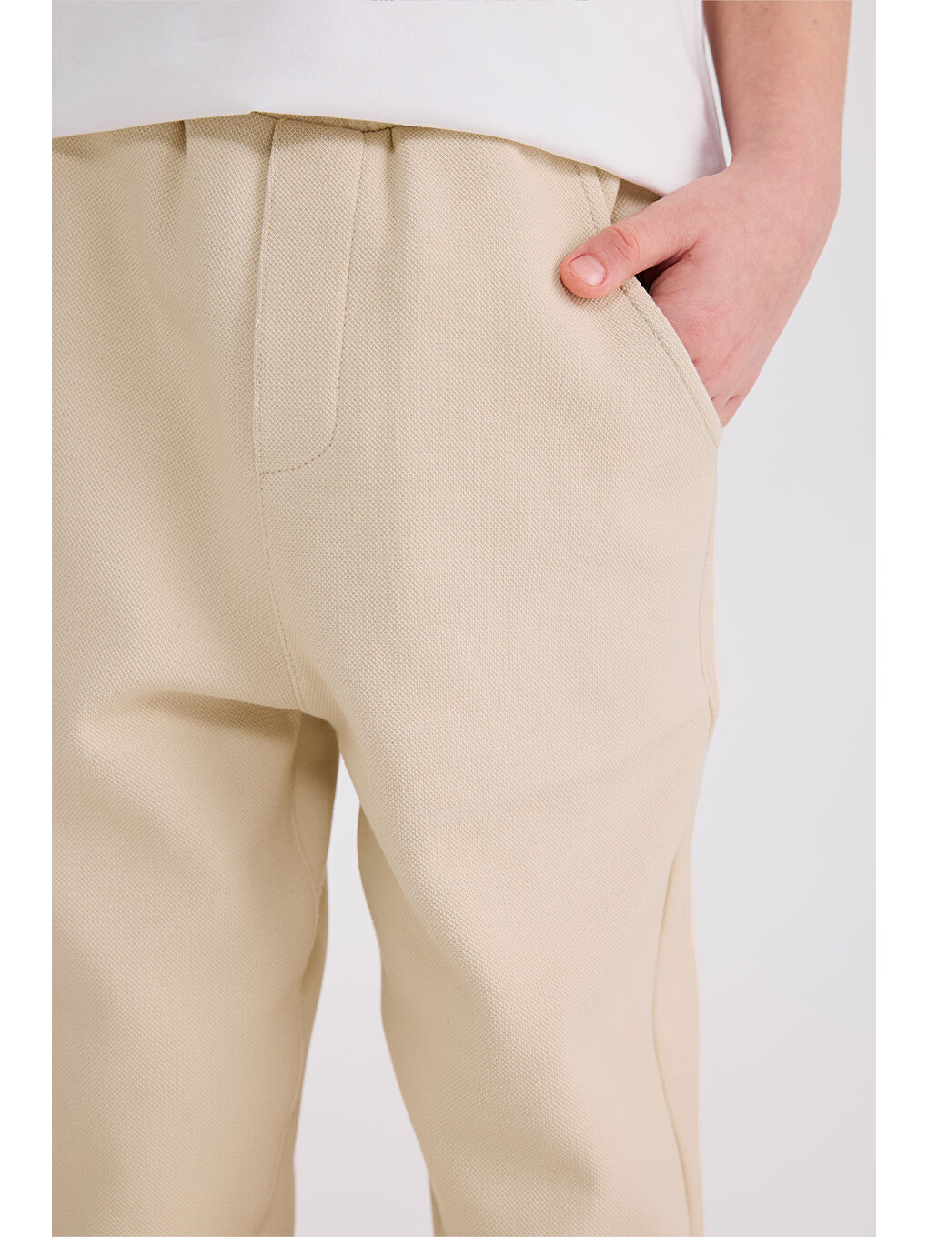 Erkek Çocuk Örme Bej Pantolon-1