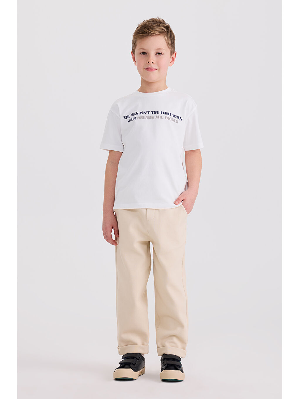 Erkek Çocuk Baskılı Beyaz Tişört