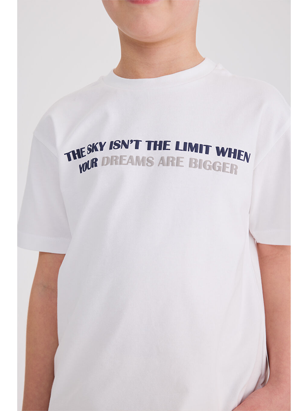 Erkek Çocuk Baskılı Beyaz Tişört-1